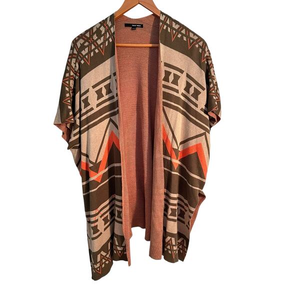 Tally Weijl Poncho XXS/XS Aztec Print Open Front Cardigan Kaftan Cotton Blend - Picture 3 of 16